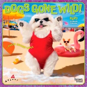 Avanti Dogs Gone Wild Official 2027 7 X 14 Inch (Hanging) Monthly Mini Wall Calendar