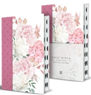 KJV Holy Bible, Giant Print Large Format, Hardcover Pink Floral Design with Cloth with Ribbon Marker, Red Letter, and Thumb Index