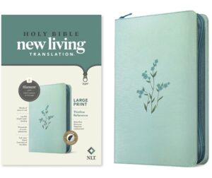 NLT Large Print Thinline Reference Zipper Bible, Filament Enabled (Leatherlike, Baby Blue Blossoms, Indexed, Red Letter)
