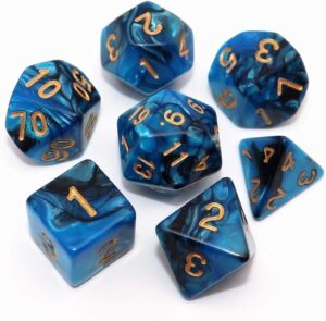 D&D RPG Role Playing Dice (Blue/Black)