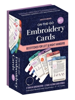 On-The-Go Embroidery Cards Set 1: 60 Stitches for Left & Right Handers, 3 Thread Organizers, 3 Take-Along Card Rings, Instruction Booklet with Visual