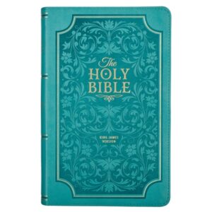 KJV Bible Giant Print Standard-Size (Faux Leather, Teal Floral)