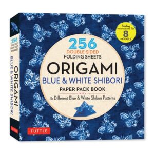 Origami Blue & White Shibori Paper Pack Book: 256 Double-Sided Folding Sheets (Includes Instructions for 8 Models)